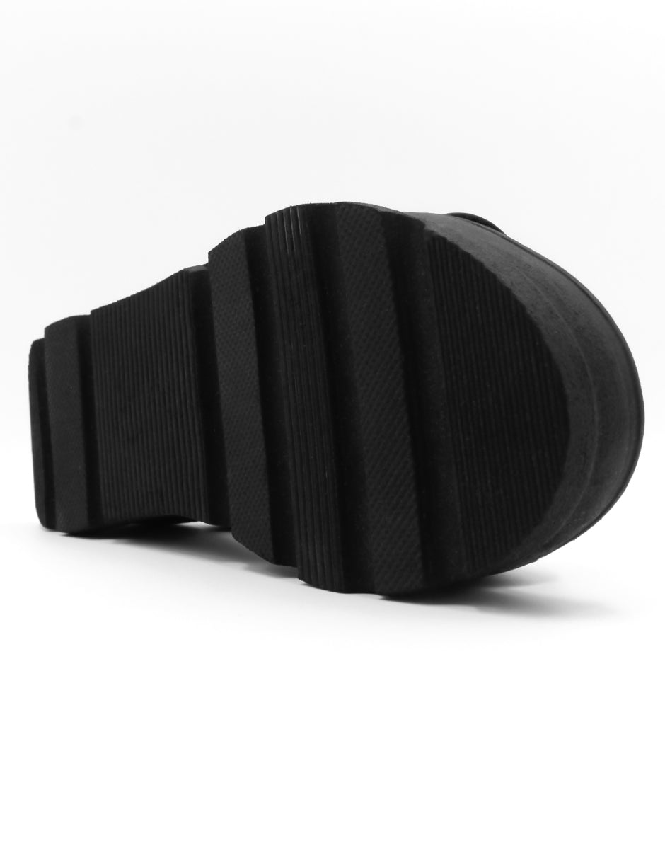 Sandalias con plataforma en Piel Vegana – Negro