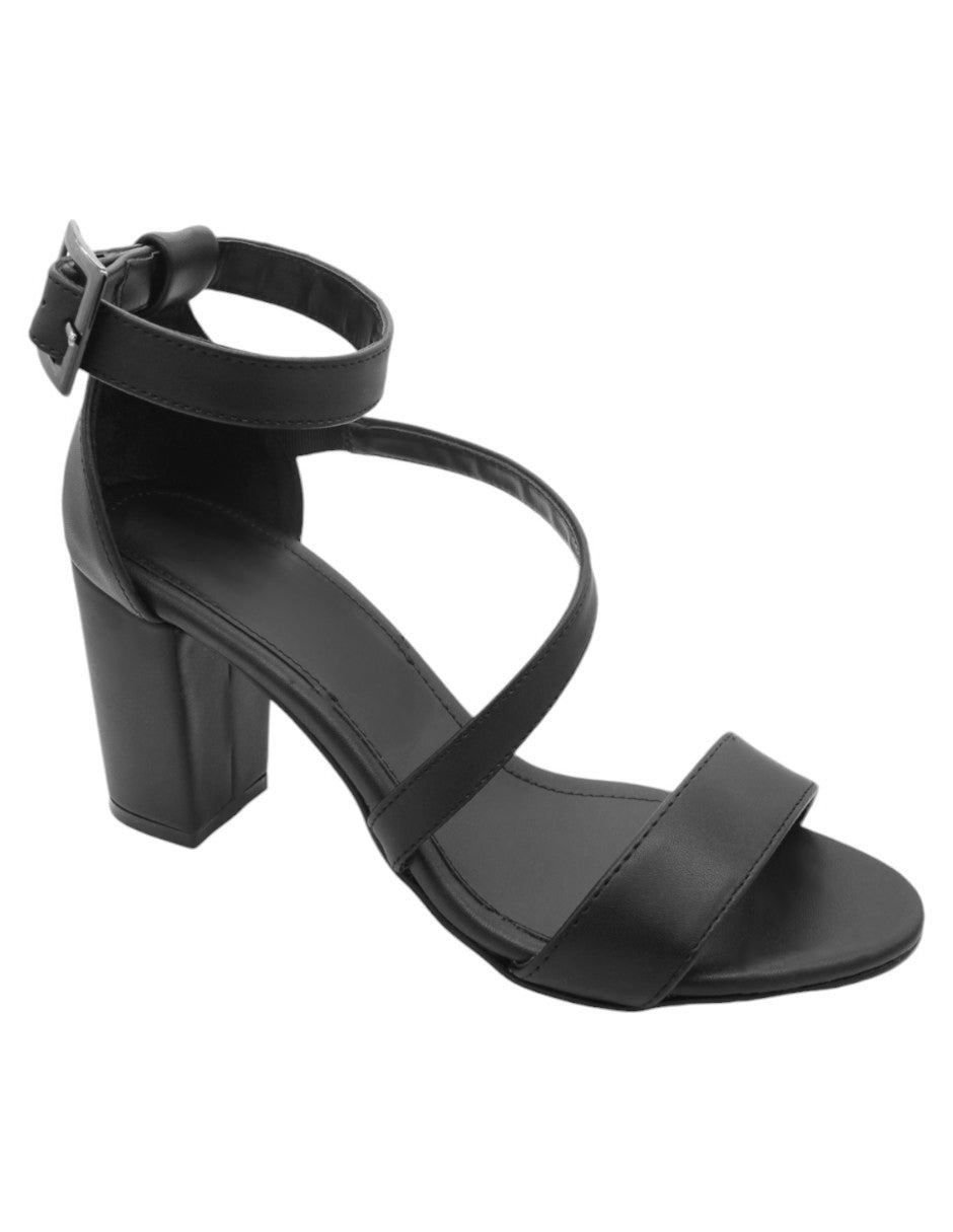 Sandalia con tacón Exterior Piel Vegana Color Negro Para Mujer De RBBASICS