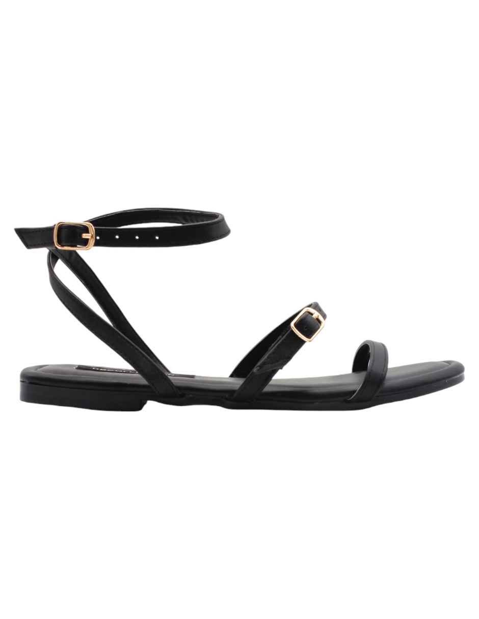 Sandalias de piso en Piel Vegana – Negro