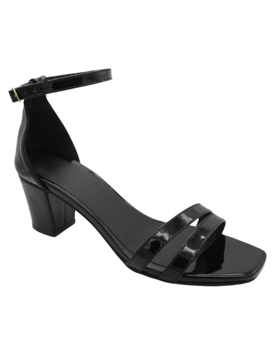 Sandalia con tacón Exterior Charol Color Negro Para Mujer De RBBASICS