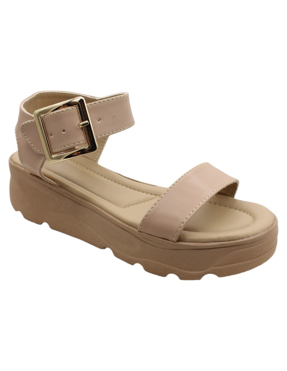 Sandalias con plataforma Exterior Piel Vegana Color Beige  Para Mujer De RBBASICS