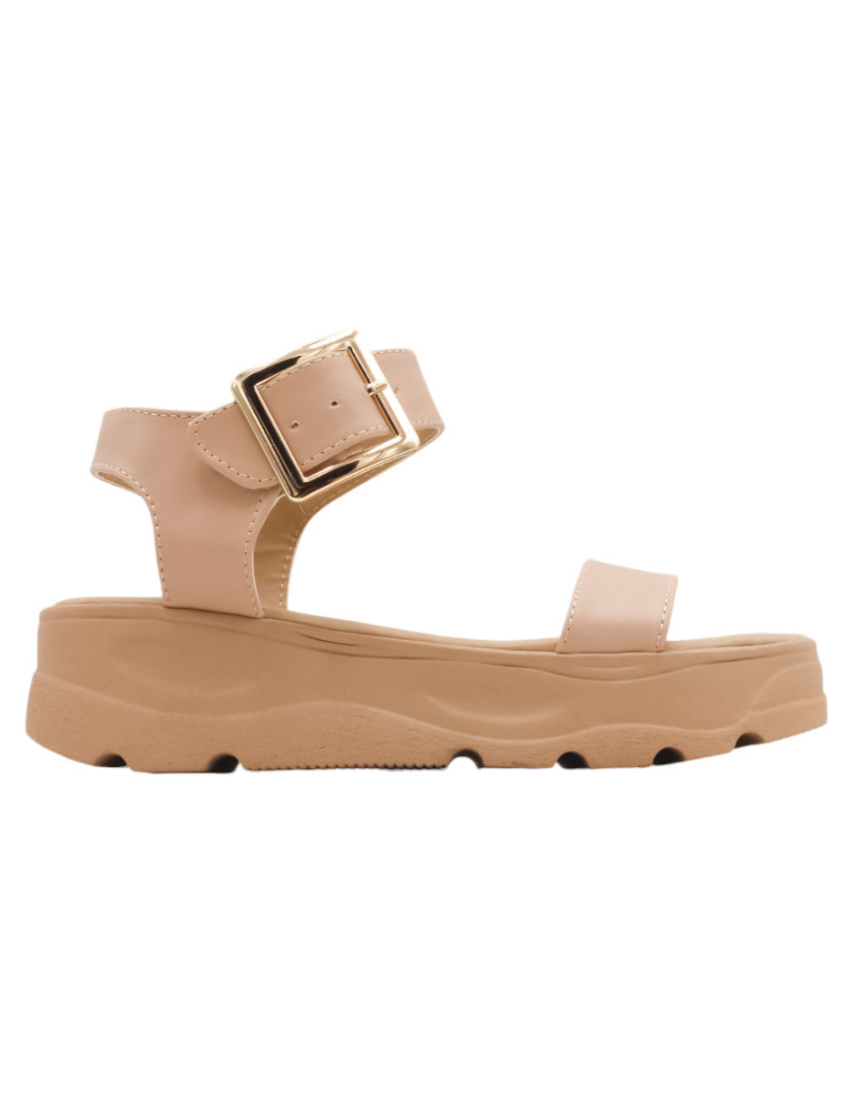 Sandalias con plataforma en Piel Vegana – Beige