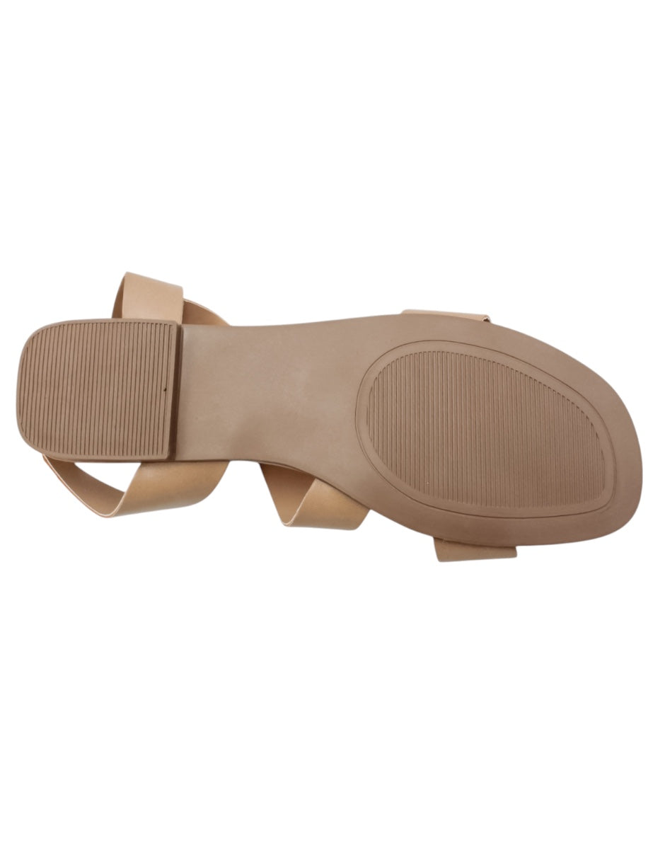 Sandalias de piso en Piel Vegana – Beige