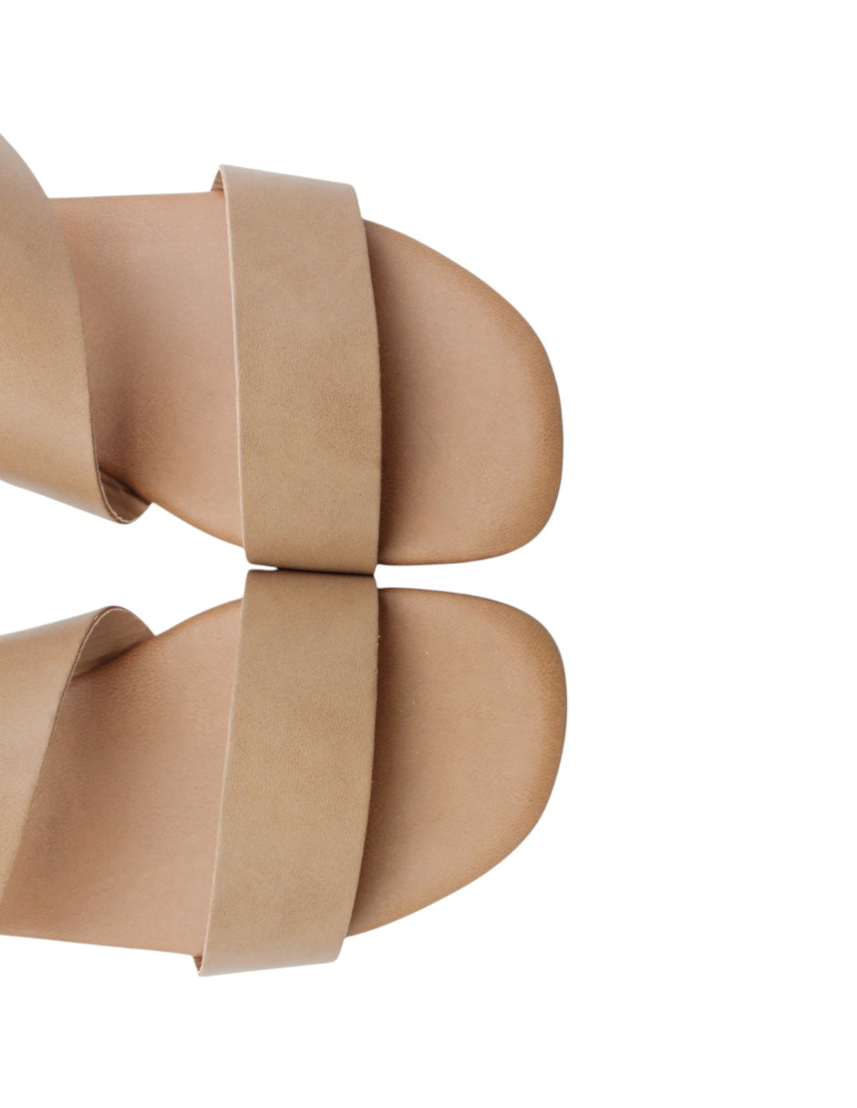 Sandalias de piso en Piel Vegana – Beige