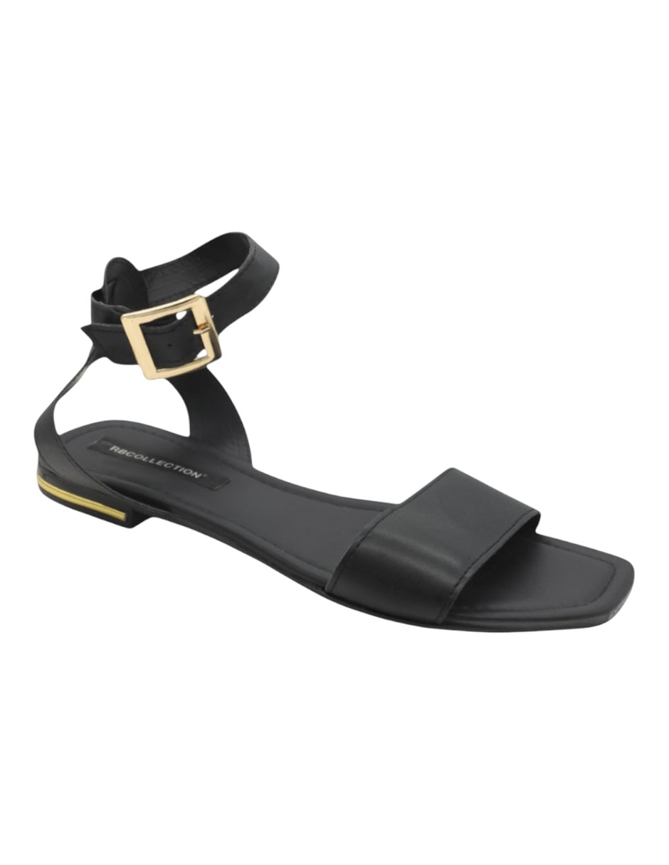 Sandalias de piso Exterior Piel Vegana Color Negro Para Mujer De RBBASICS