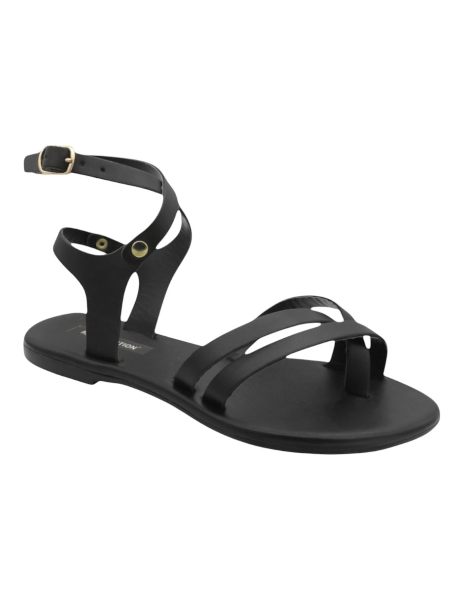 Sandalias de piso Exterior Piel Vegana Color Negro Para Mujer De RBBASICS