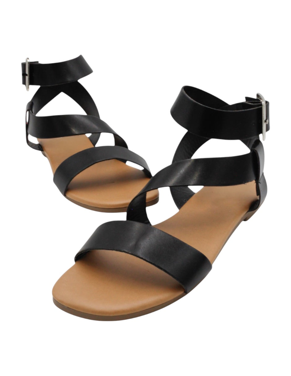 Sandalias de piso en Piel Vegana – Negro