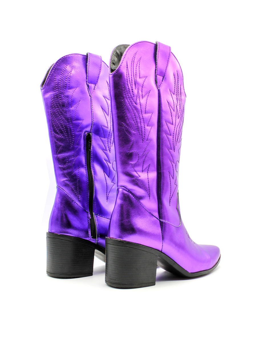 Botas tipo western Color Morado Para Mujer De RBCOLLECTION
