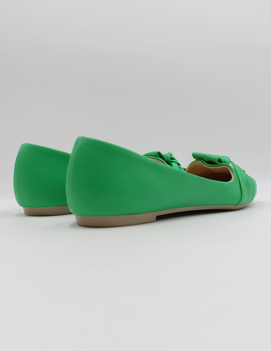 Flats clásicas en Piel vegana – Verde