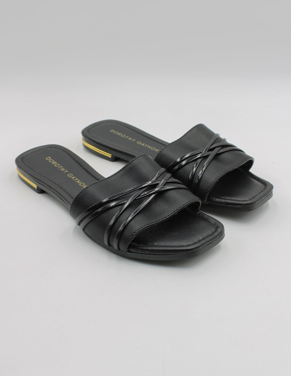 Sandalias de piso Exterior Piel vegana Color Negro Para Mujer De Dorothy gaynor