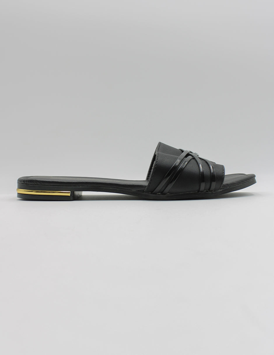 Sandalias de piso en Piel vegana – Negro