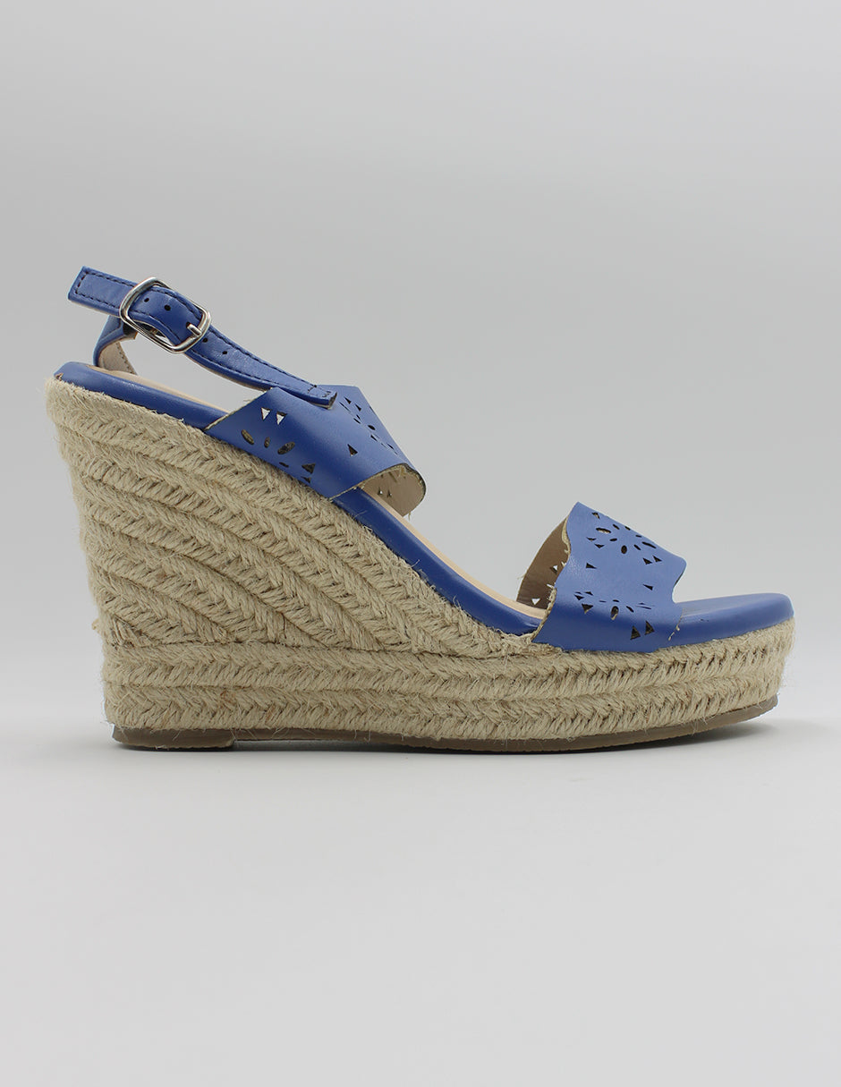 Sandalias con plataforma en Piel vegana – Azul