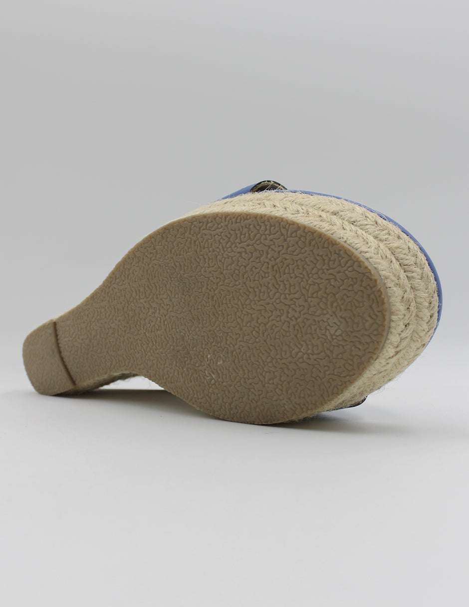 Sandalias con plataforma en Piel vegana – Azul