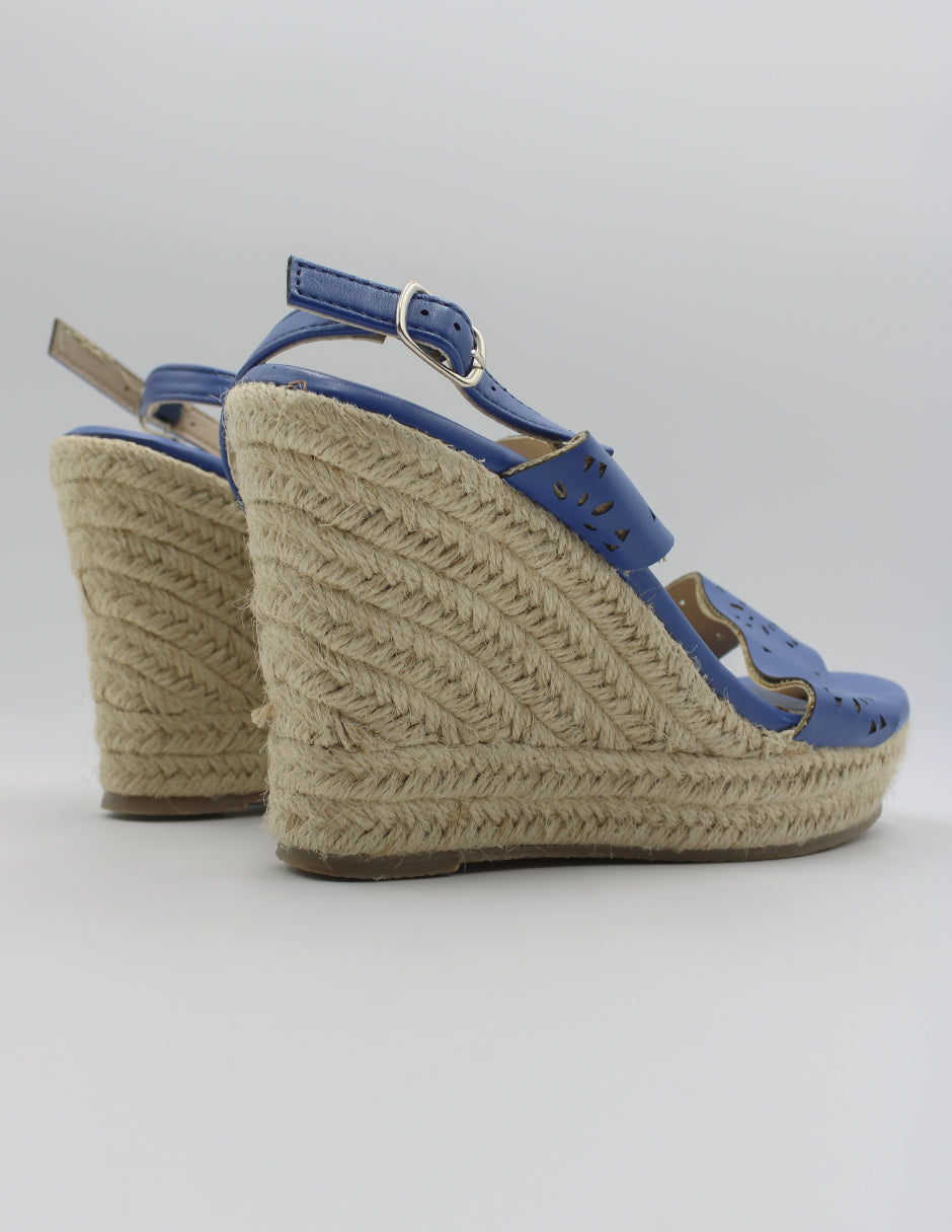 Sandalias con plataforma en Piel vegana – Azul
