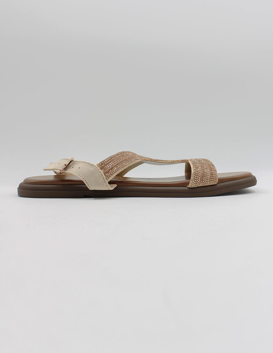 Sandalias de piso en Textil – Café