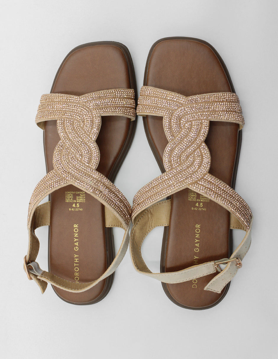 Sandalias de piso en Textil – Café