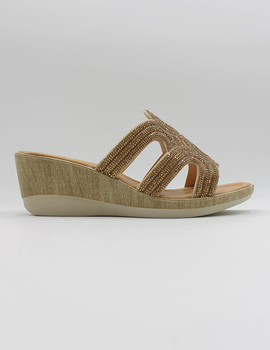 Sandalias con plataforma en Textil – Café