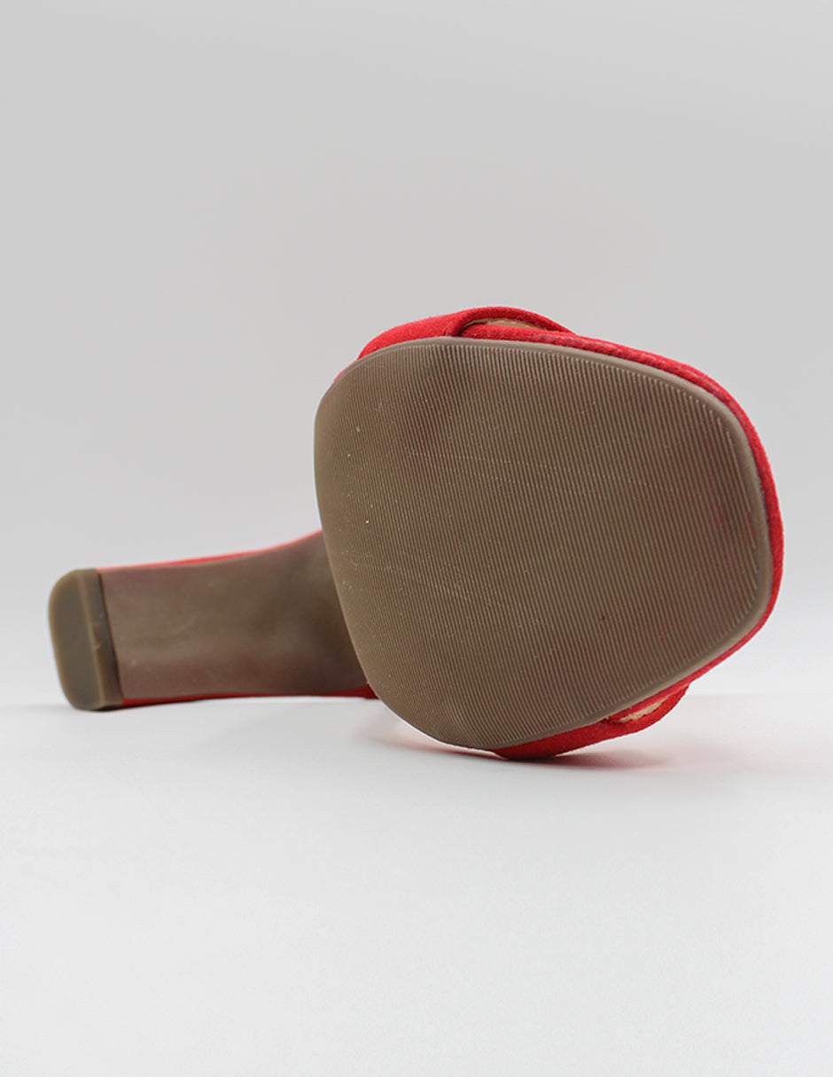 Sandalia con tacón en Textil – Rojo Talla 26