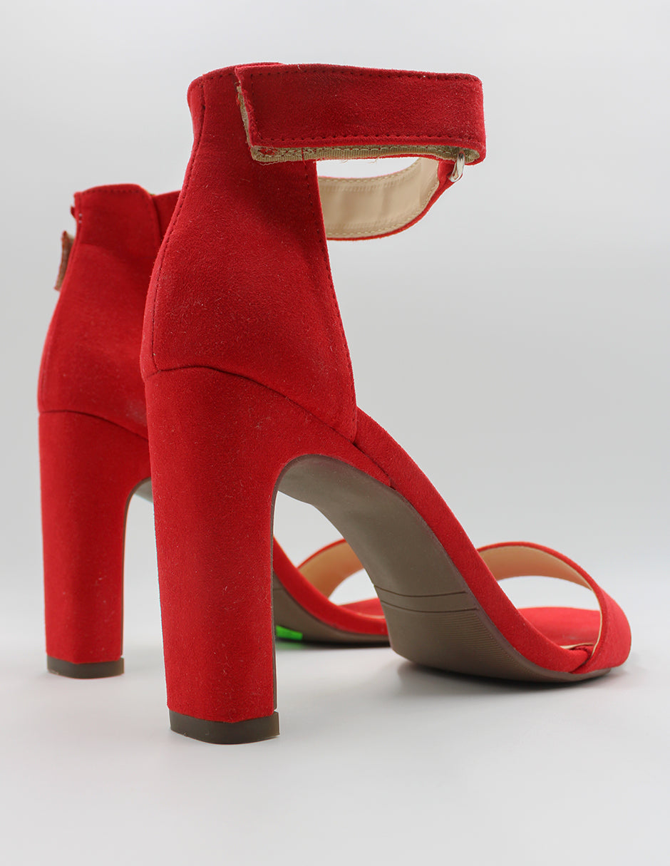 Sandalia con tacón en Textil – Rojo Talla 26