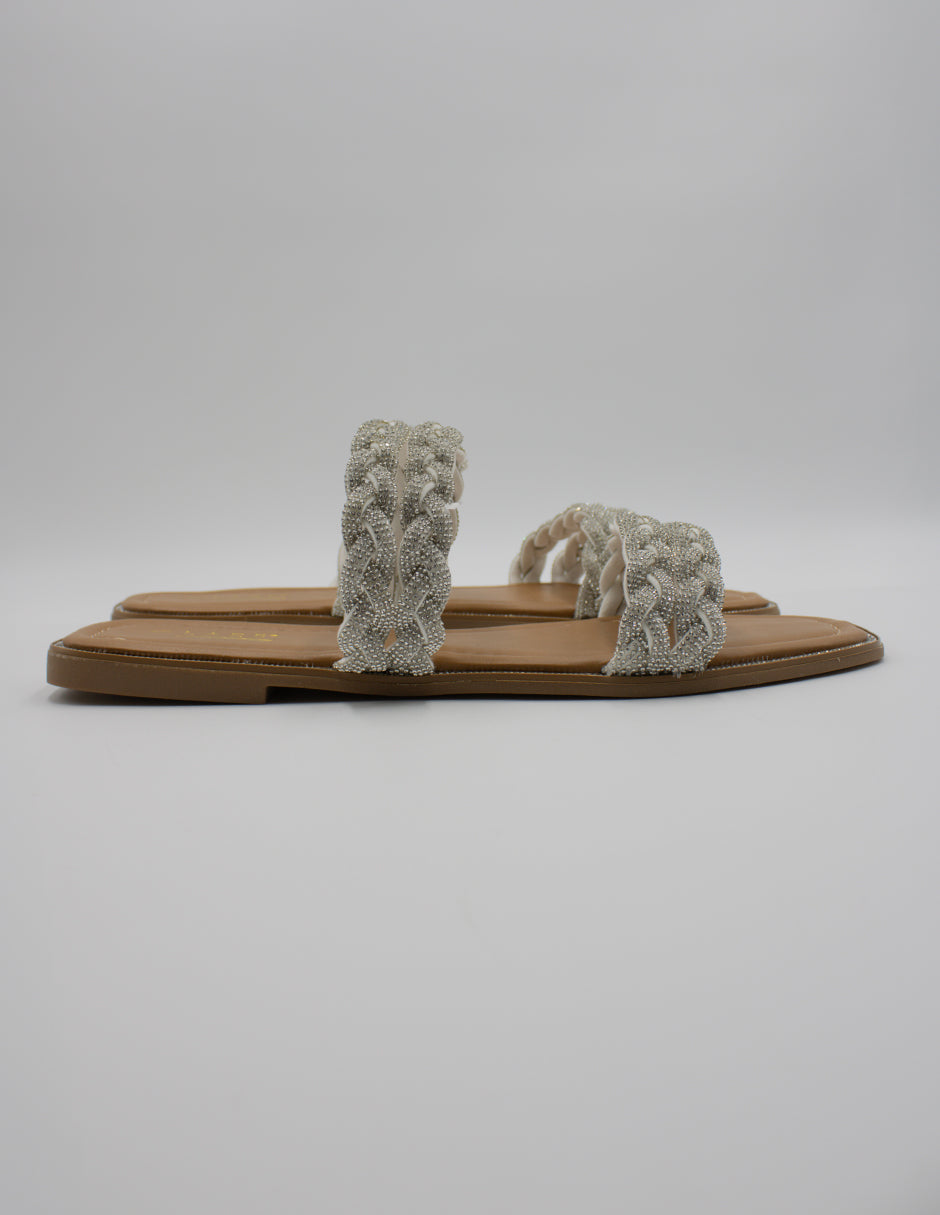 Sandalias de piso en Textil – Plata Talla 26