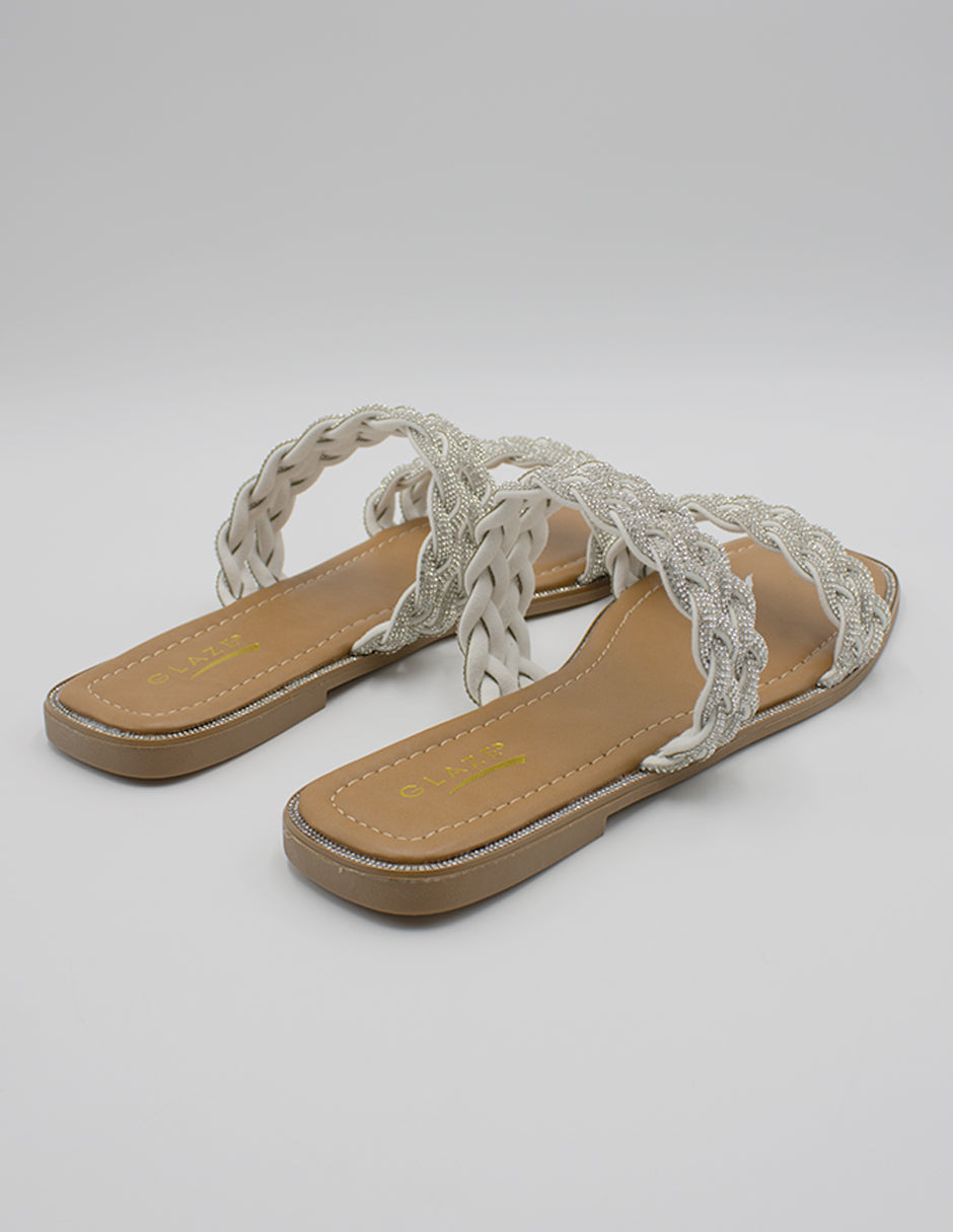 Sandalias de piso en Textil – Plata Talla 26