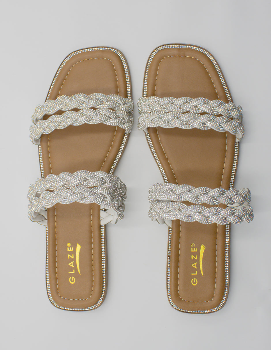 Sandalias de piso en Textil – Plata Talla 26