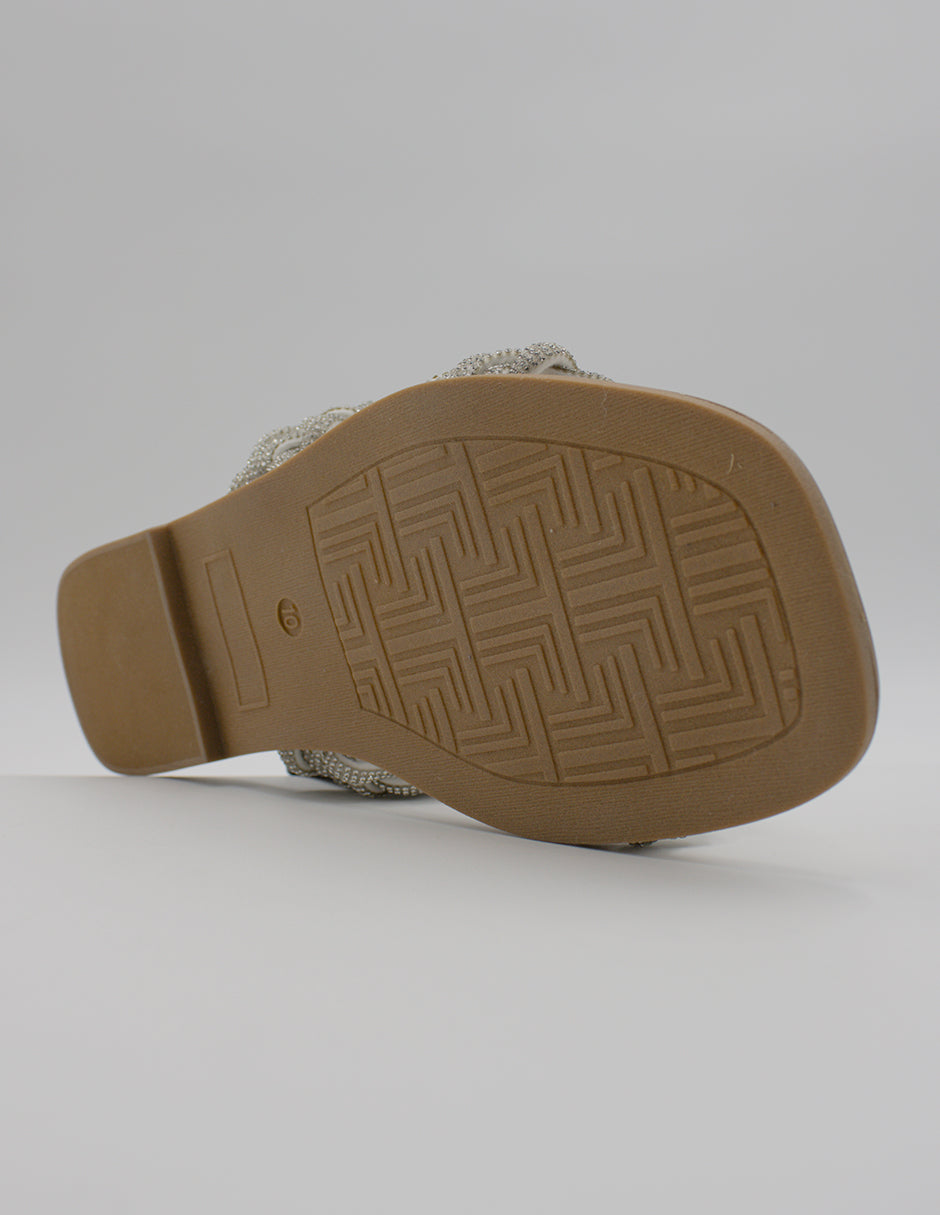 Sandalias de piso en Textil – Plata Talla 26