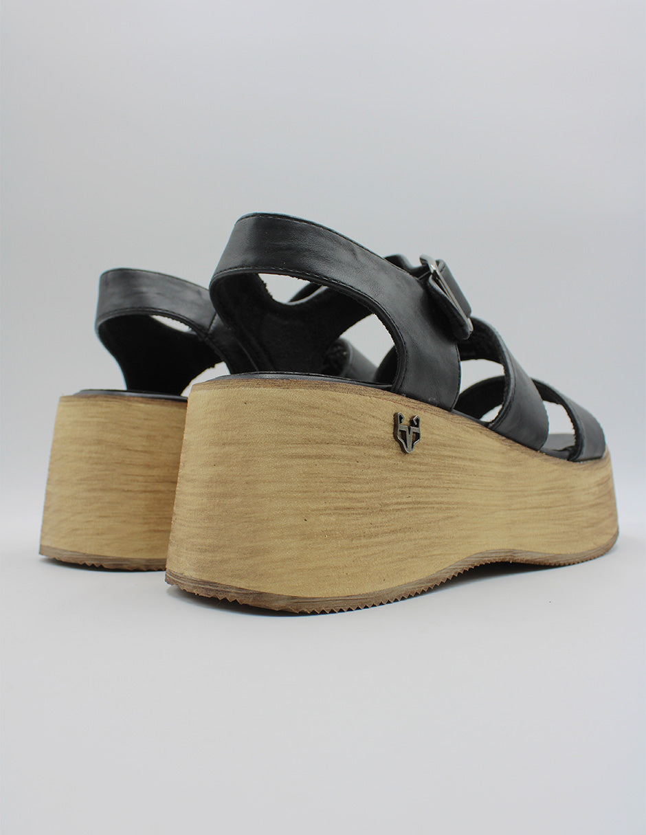 Sandalias con plataforma en Piel vegana – Negro