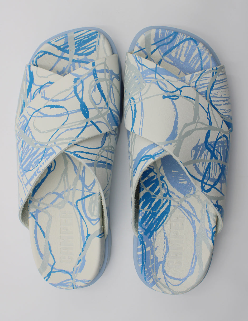 Sandalias de piso en Piel vegana – Azul