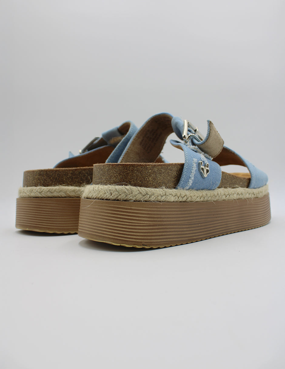 Sandalias con plataforma en Textil – Azul