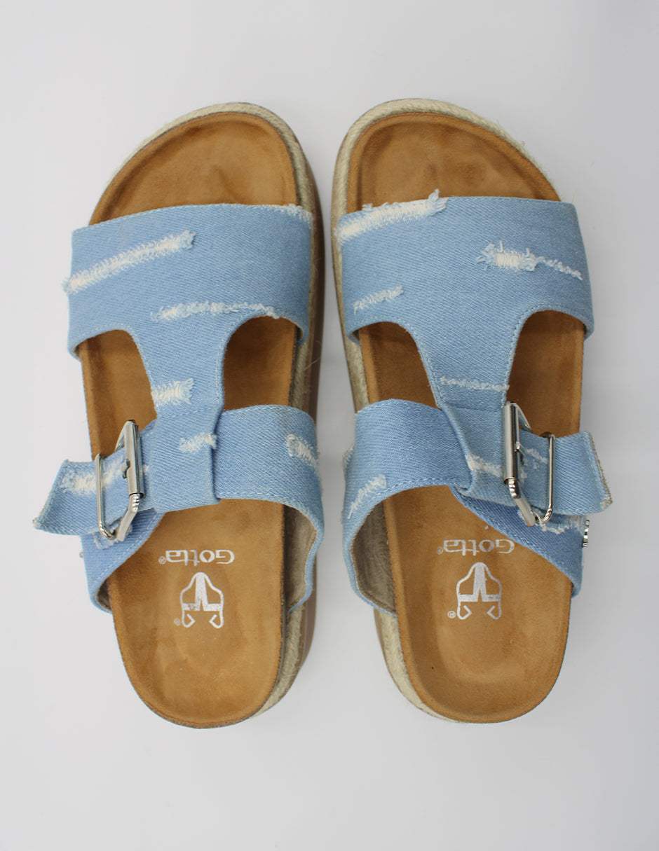 Sandalias con plataforma en Textil – Azul
