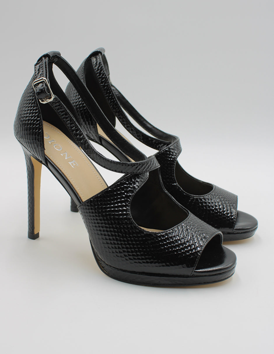 Sandalia con tacón Exterior Piel Color Negro Para Mujer De Dione