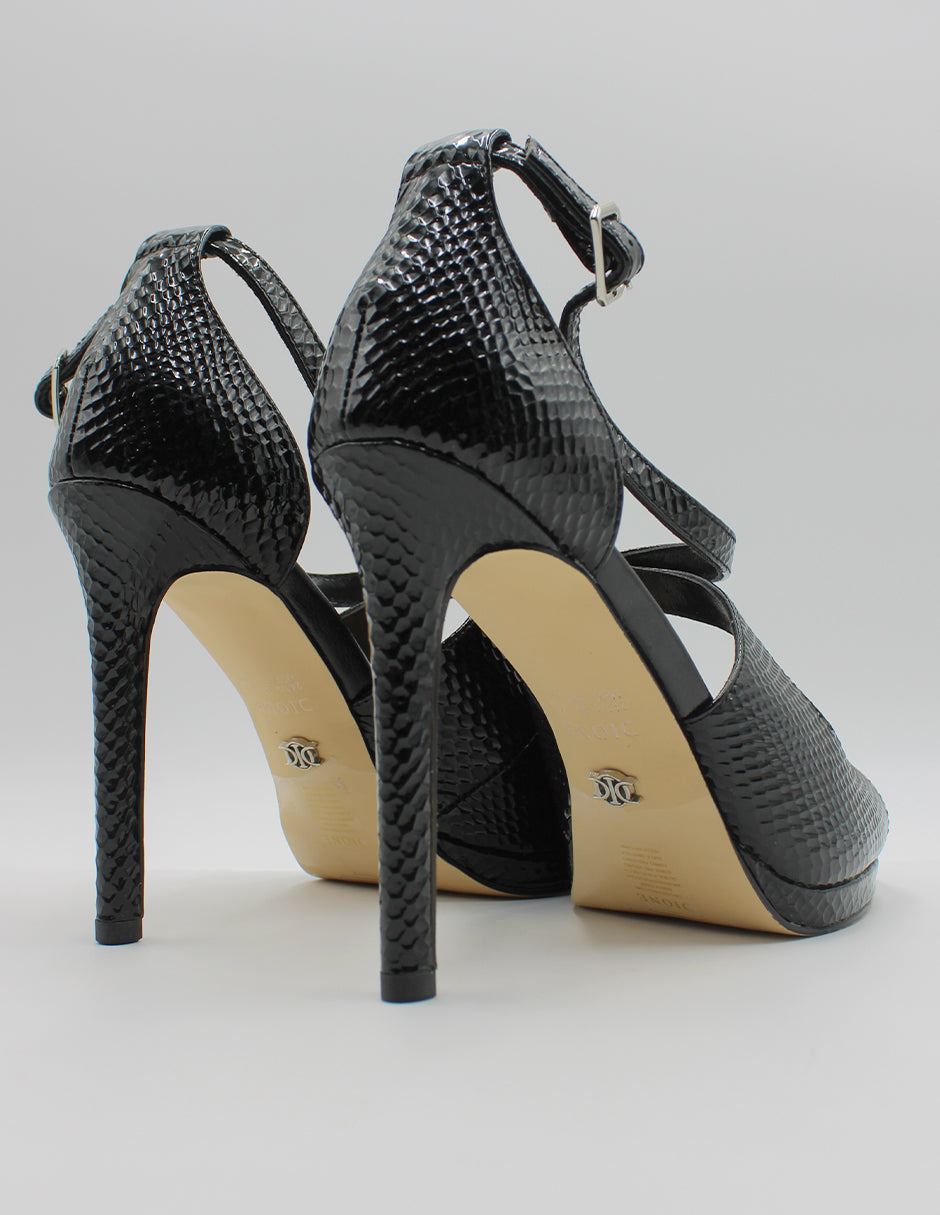 Sandalia con tacón en Piel – Negro Talla 24.5