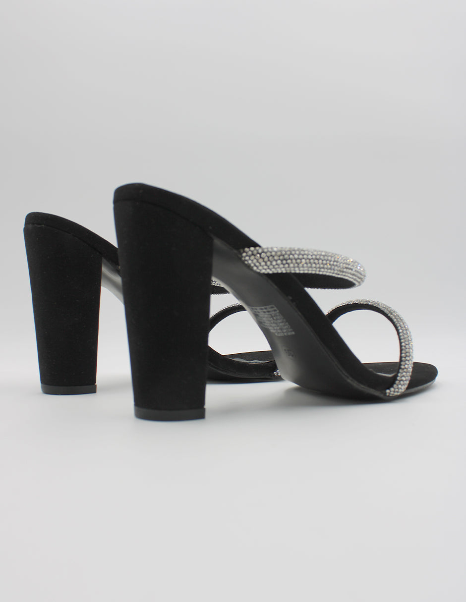 Sandalia con tacón en Textil – Negro