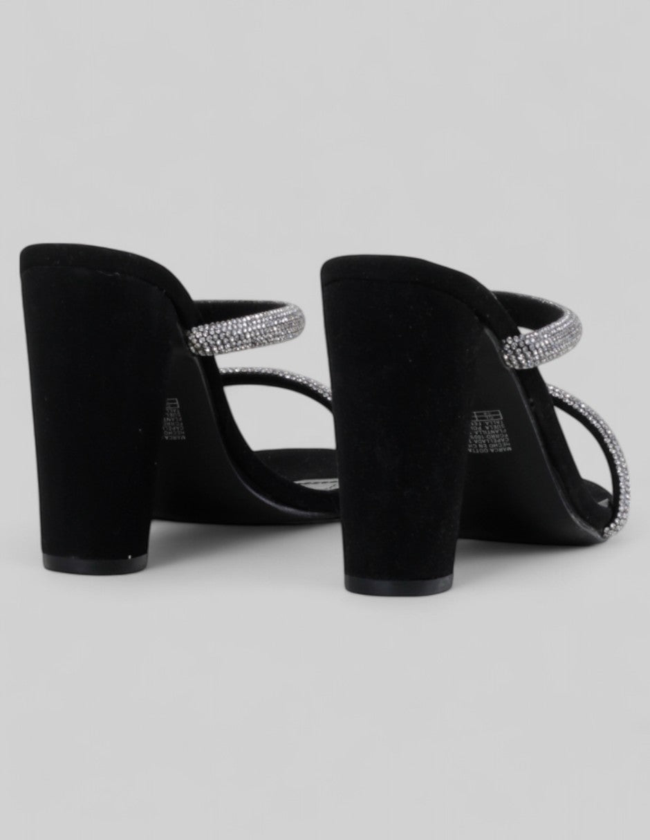 Sandalia con tacón en Gamuza – Negro