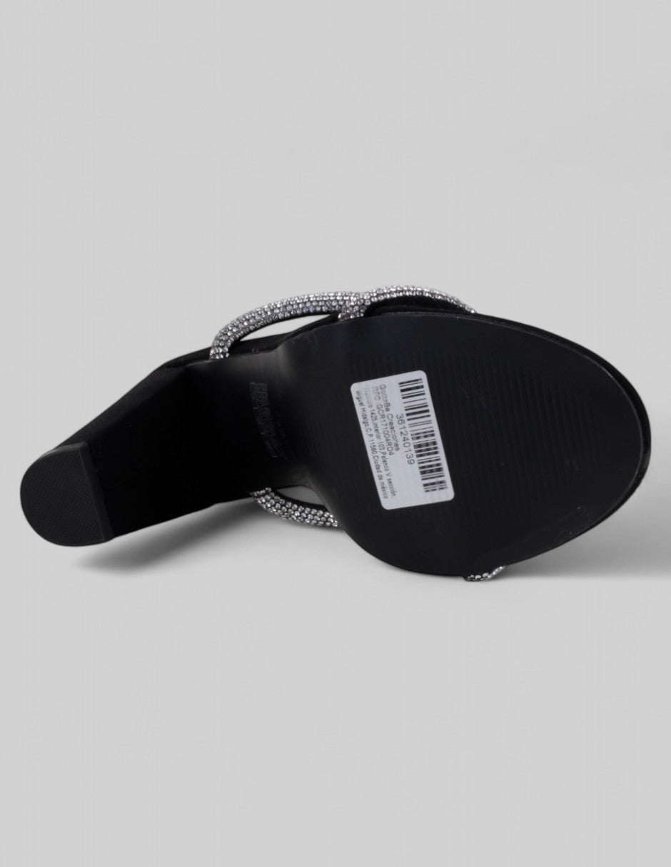 Sandalia con tacón en Gamuza – Negro