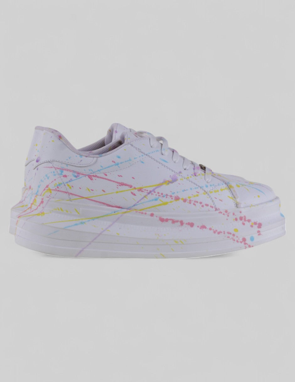 Tenis con cordones en Piel vegana – Blanco