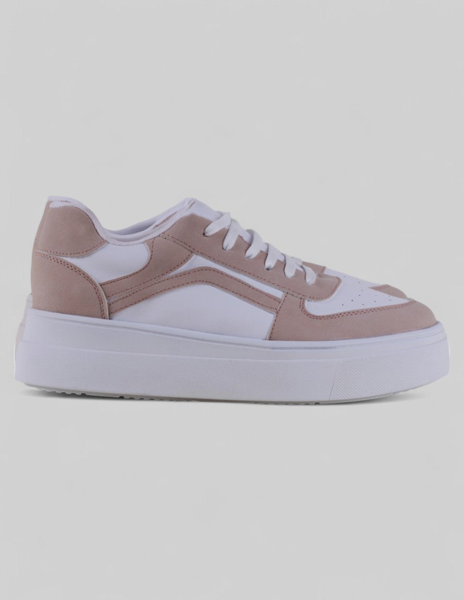 Tenis con cordones en Piel vegana – Blanco