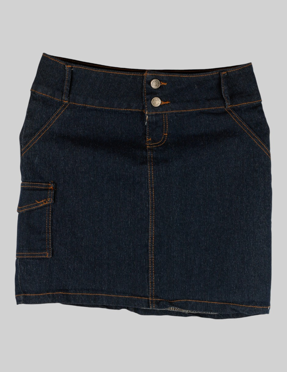 Falda Exterior Mezclilla Color Azul Para Mujer De santory
