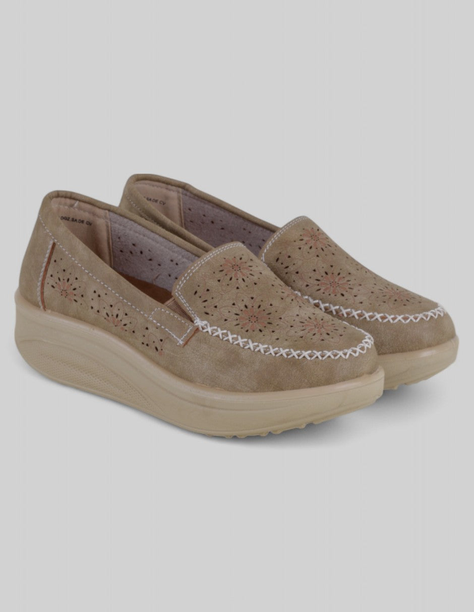 Mocasines Exterior Piel vegana  Color Café Para Mujer De Dorothy Gaynor