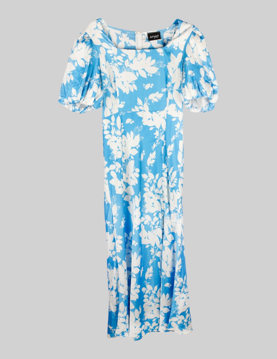 Vestido Exterior Satén Color Azul Para Mujer De amad