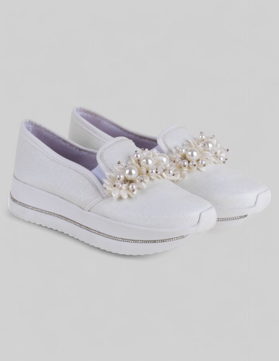 Mocasines Exterior Textil Color Blanco Para Mujer De Adrianas