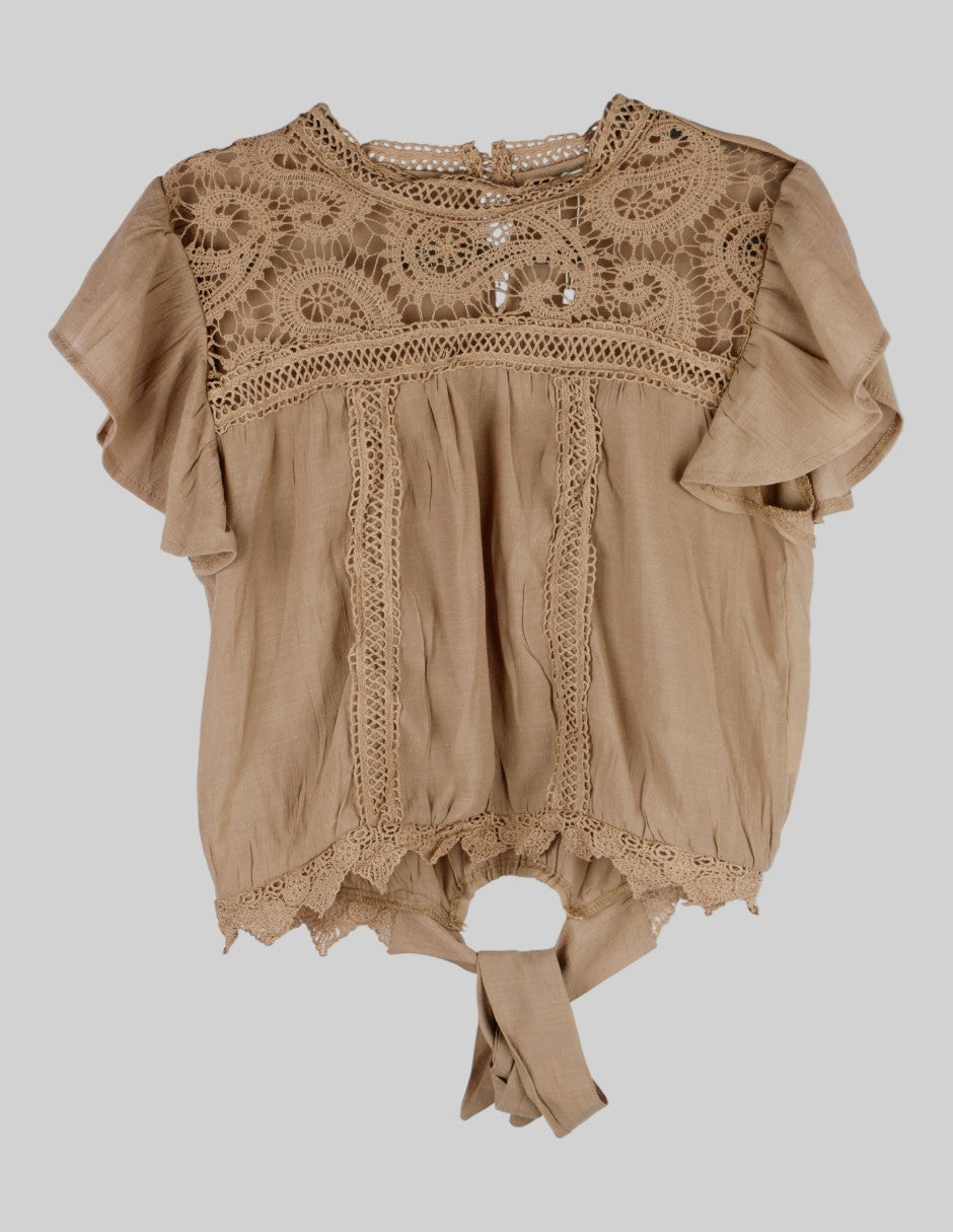 Blusa Exterior Poliéster  Color Beige Para Mujer De lineas