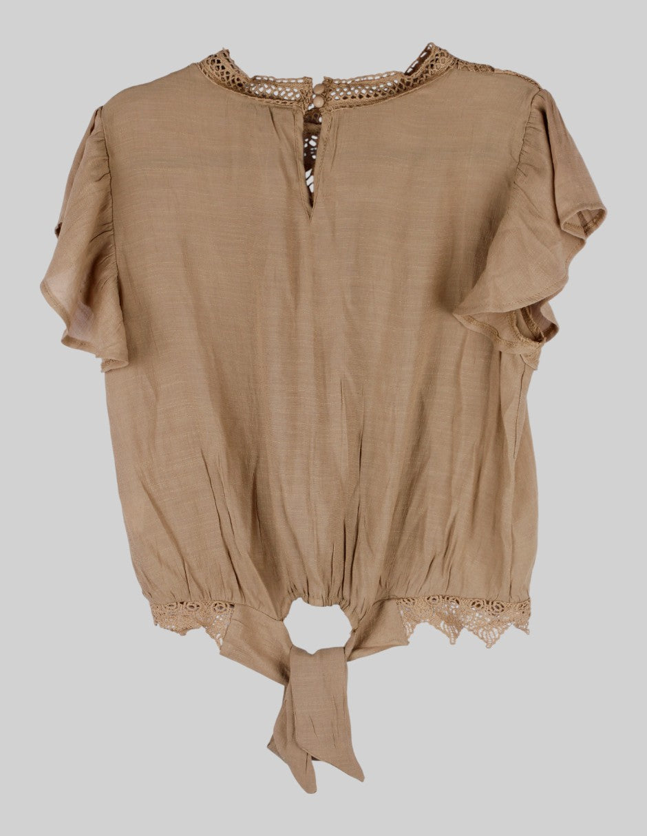 Blusa en Poliéster  – Beige Talla 36