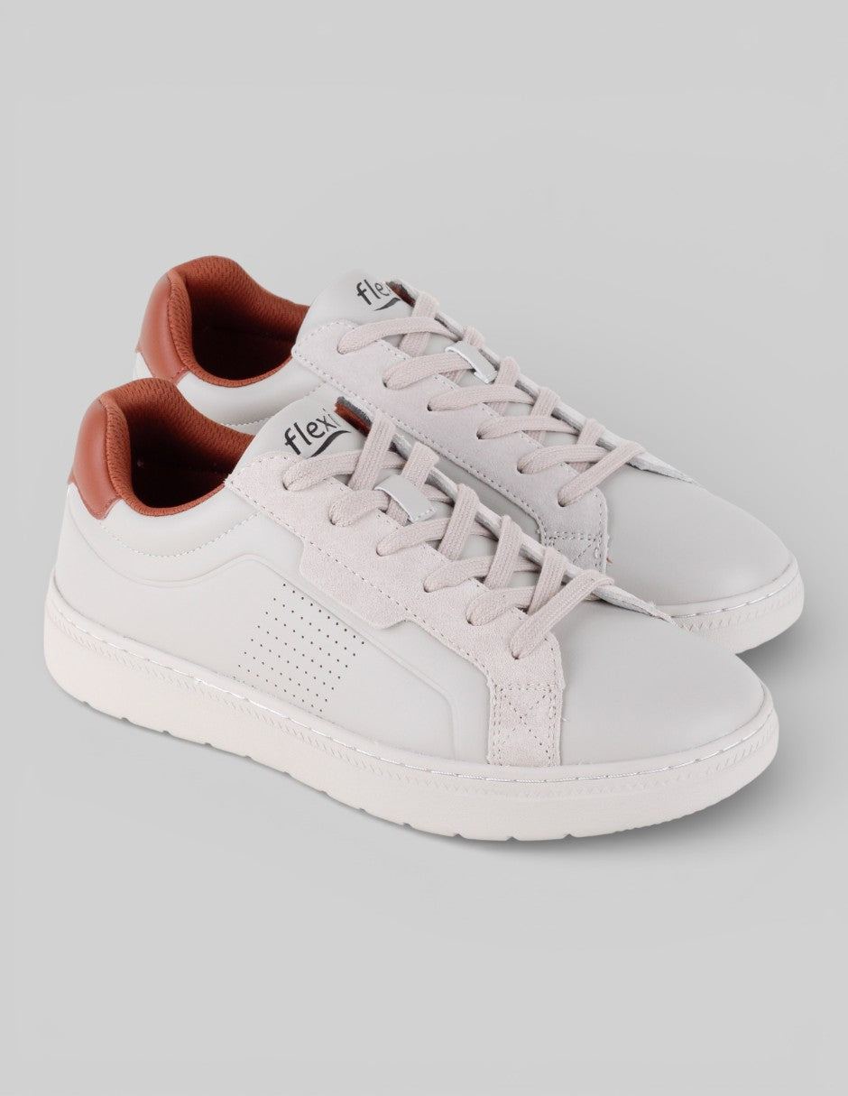 Tenis con cordones Exterior Piel vegana Color Beige Para Hombre De Flexi