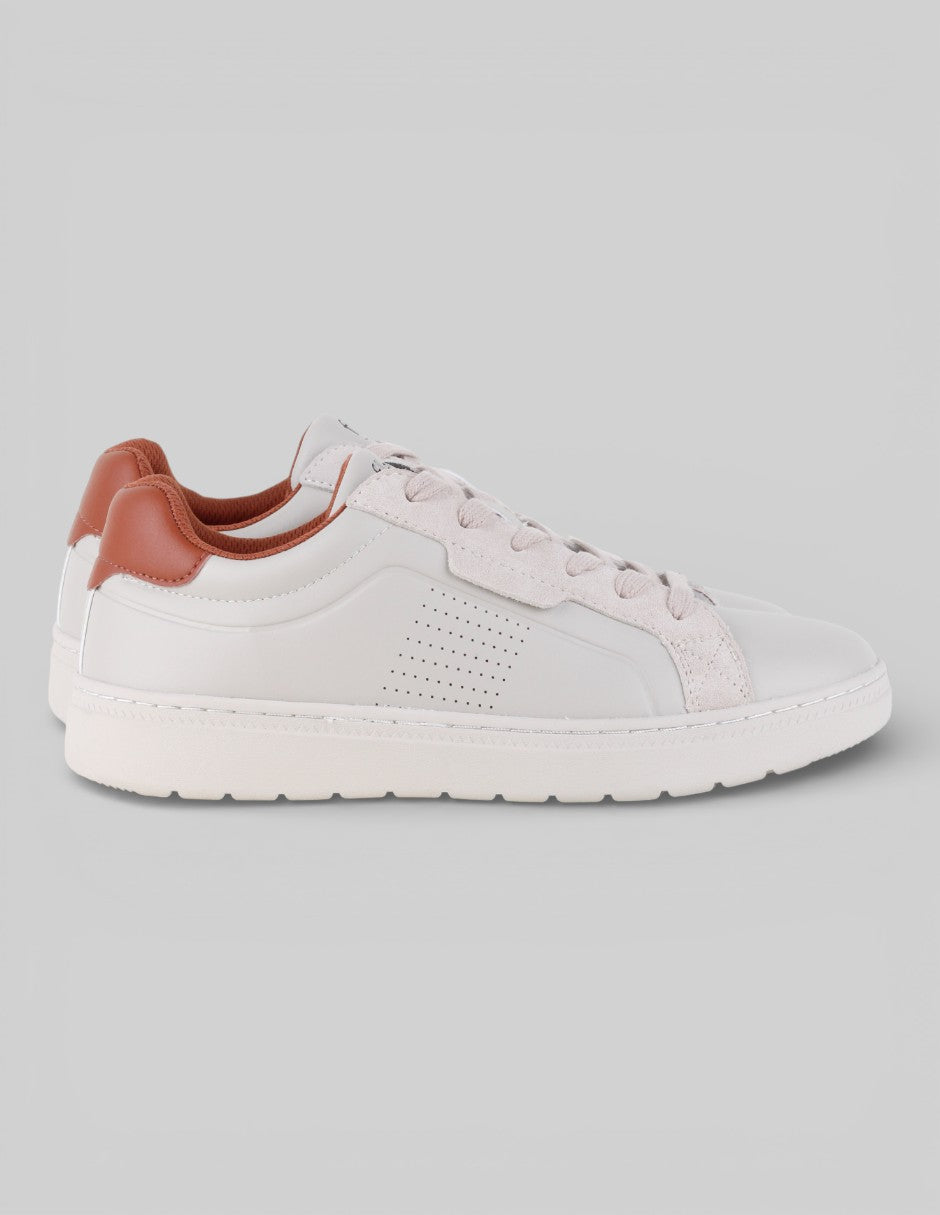 Tenis con cordones   en Piel vegana – Beige talla 26