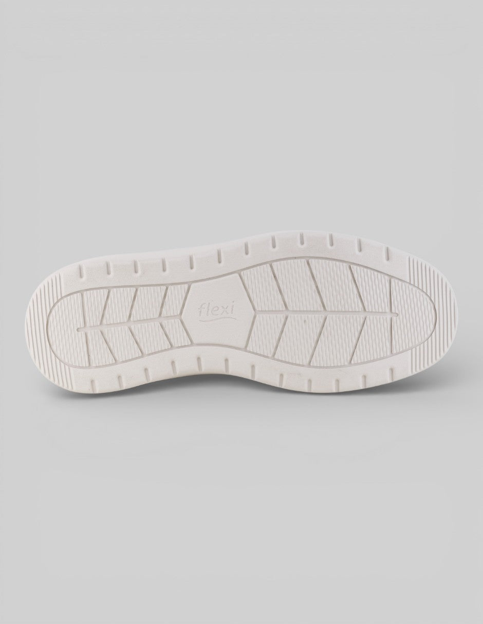 Tenis con cordones   en Piel vegana – Beige talla 26