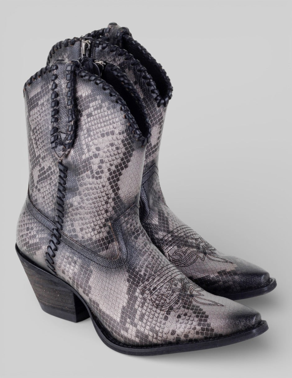 Botas tipo western Exterior Piel Color Gris Para Mujer De lyard