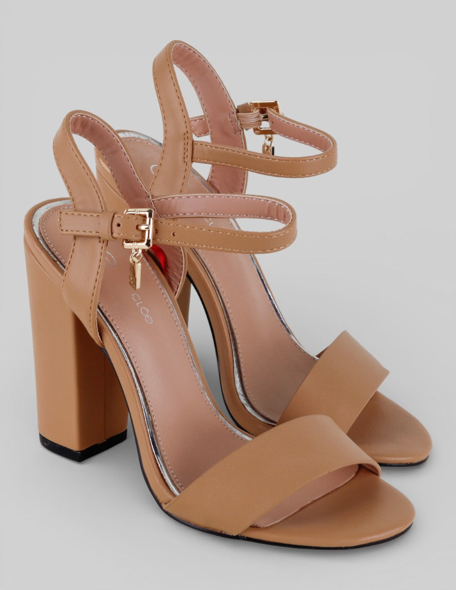 Sandalia con tacón Exterior Piel vegana Color Beige Para Mujer De cloe