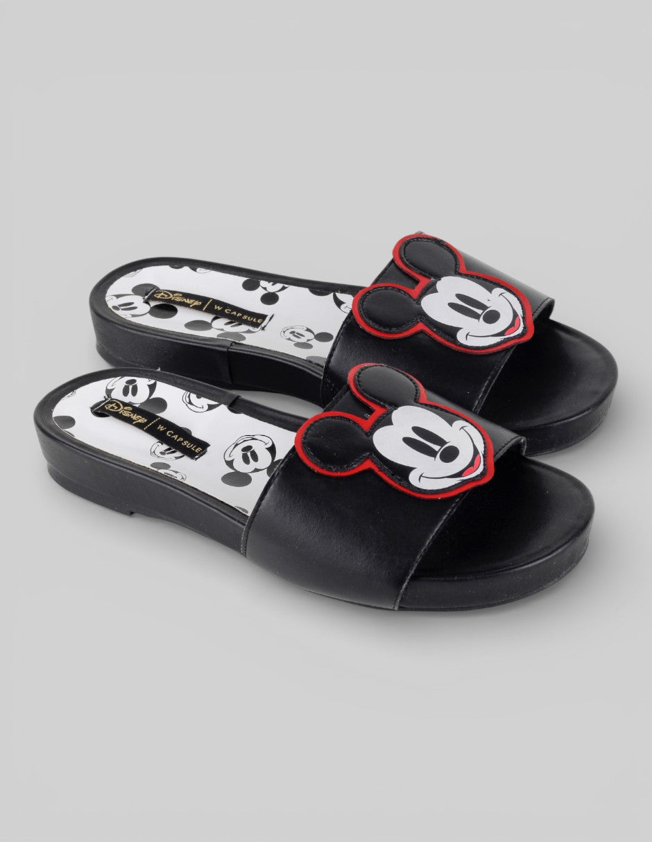 Sandalias de piso Exterior Sintético Color Negro Para Mujer De disney